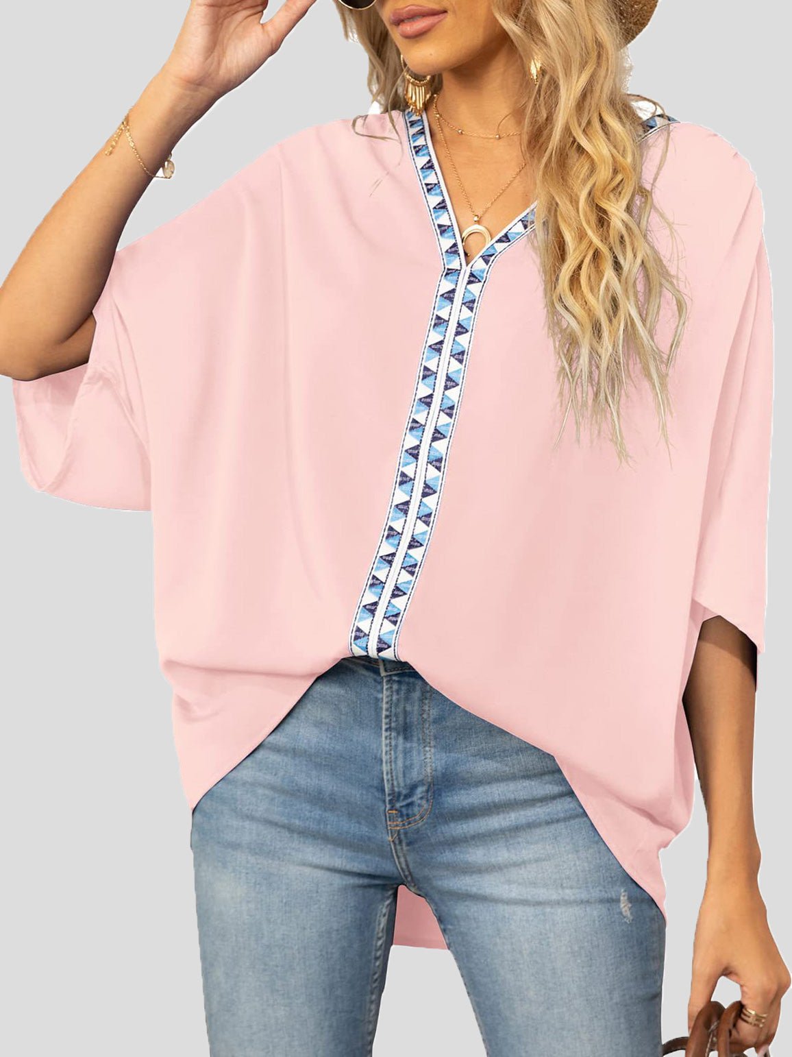 Women's Blouses V-Neck Dolman Sleeve Chiffon Blouse - LuckyFash™