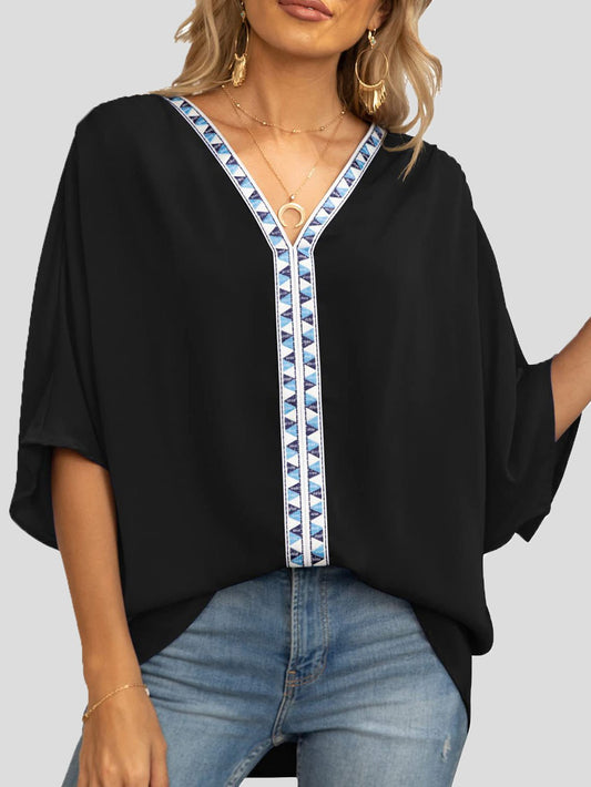 Women's Blouses V-Neck Dolman Sleeve Chiffon Blouse - LuckyFash™