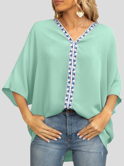 Women's Blouses V-Neck Dolman Sleeve Chiffon Blouse - LuckyFash™