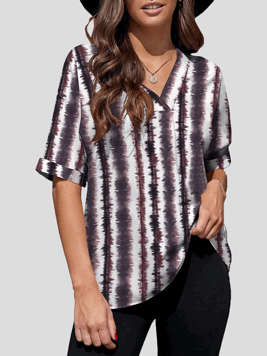 Women's Blouses V-Neck Print Mid Sleeve Blouse - LuckyFash™