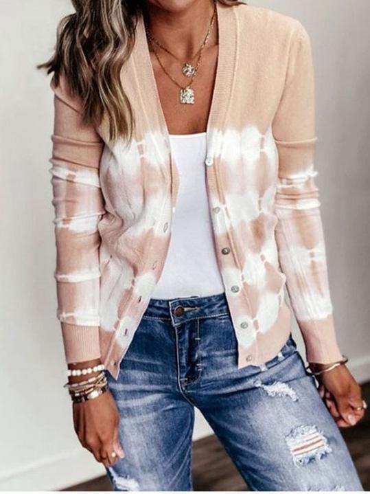 Women's Cardigan Tie-Dye Printed Button Knit Cardigan - LuckyFash™