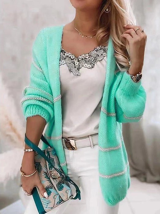 Women's Cardigans Contrast Long Sleeve Sweater Cardigan - LuckyFash™