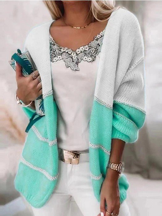 Women's Cardigans Contrast Long Sleeve Sweater Cardigan - LuckyFash™