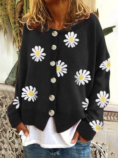 Women's Cardigans Daisy Button Long Sleeve Sweater Cardigan - LuckyFash™