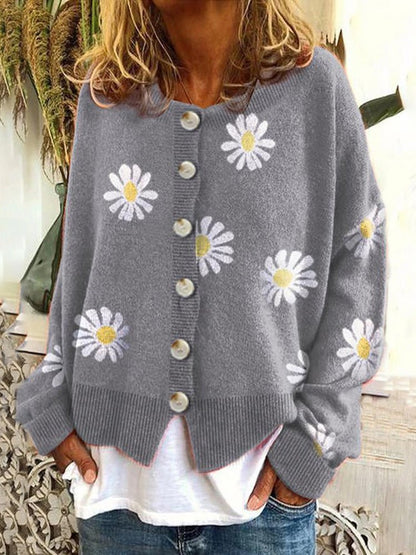 Women's Cardigans Daisy Button Long Sleeve Sweater Cardigan - LuckyFash™