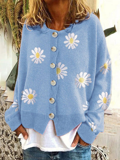 Women's Cardigans Daisy Button Long Sleeve Sweater Cardigan - LuckyFash™