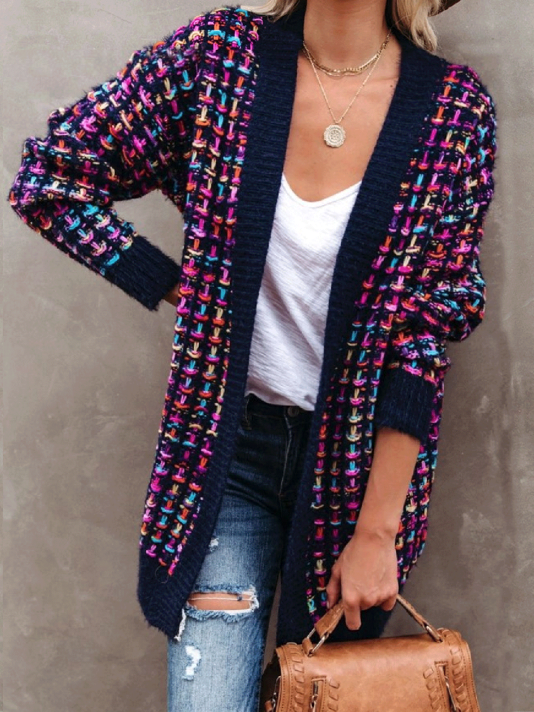 Women's Cardigans Fashion Color Pocket Long Sleeve Cardigan - LuckyFash™