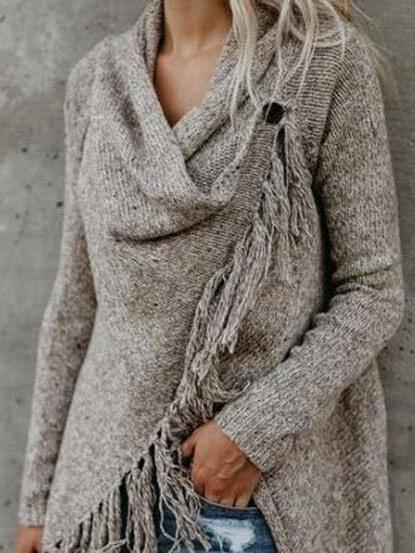 Cardigans Fringed Long Sleeve Striped Sweater Cardigan - LuckyFash™