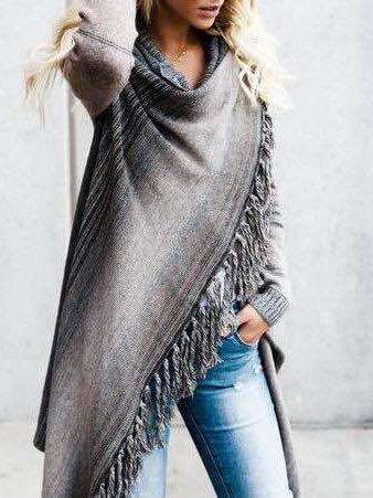 Cardigans Fringed Long Sleeve Striped Sweater Cardigan - LuckyFash™