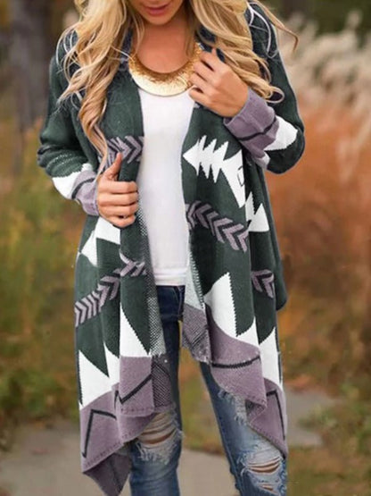 Cardigans Loose Multicolor Print Knit Cardigan - LuckyFash™