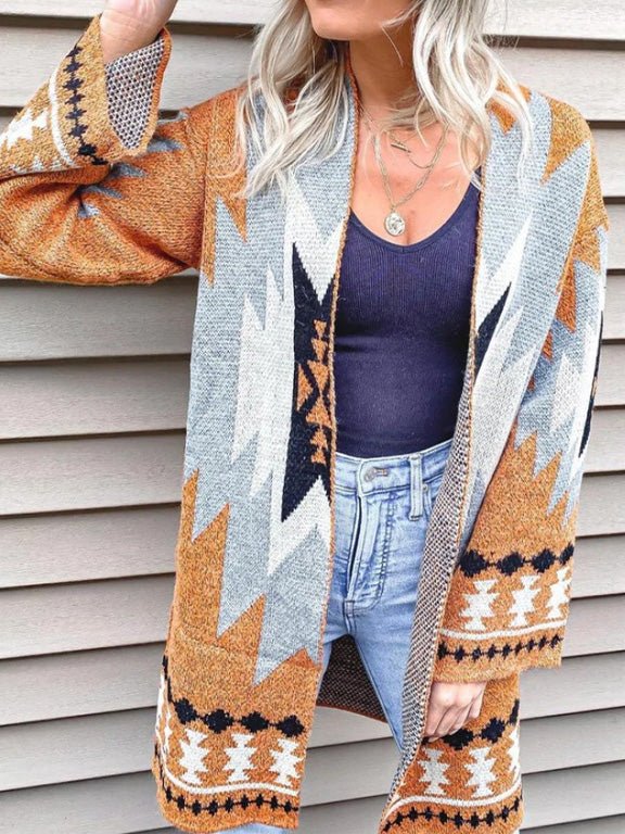 Women's Cardigans Vintage Print Long Sleeve Sweater Cardigan - LuckyFash™