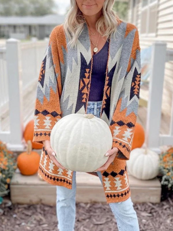Women's Cardigans Vintage Print Long Sleeve Sweater Cardigan - LuckyFash™