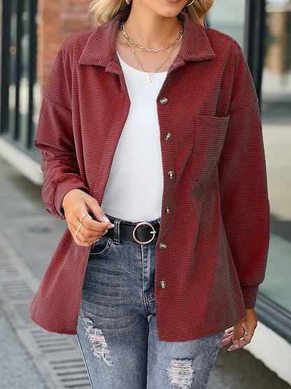 Coats Corduroy Solid Button Cardigan Coat - LuckyFash™