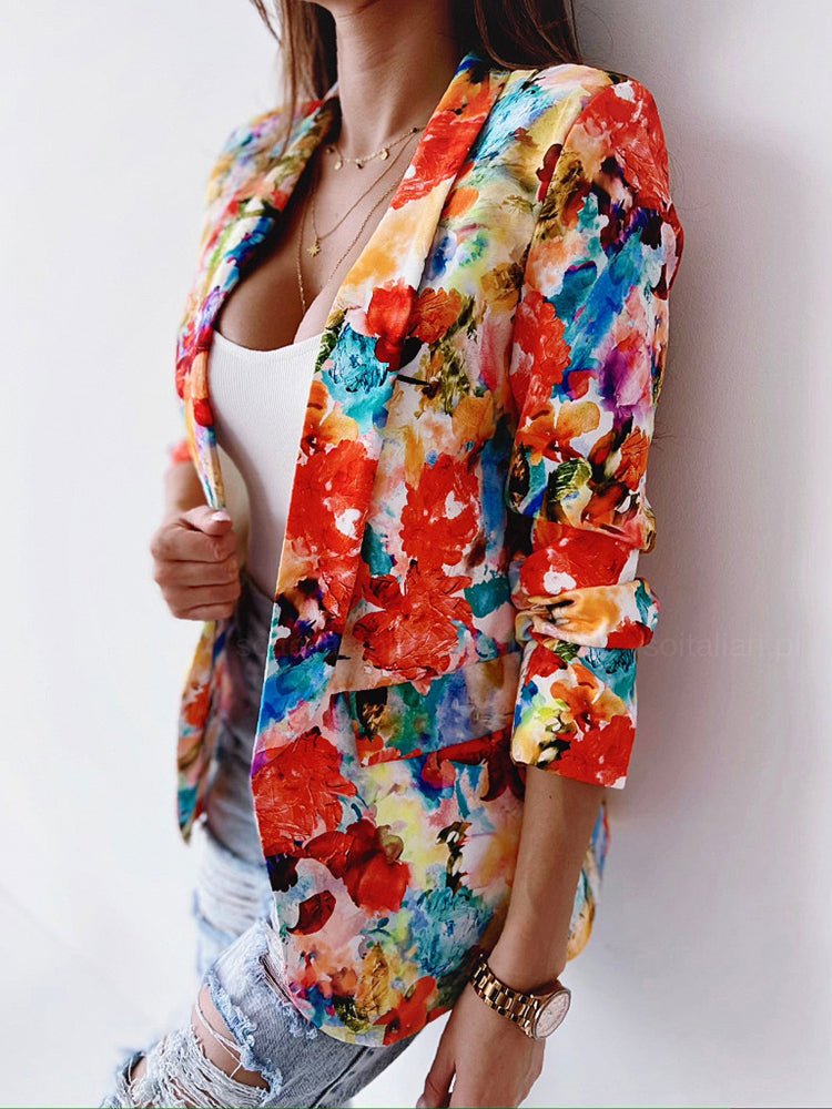 Coats Fashion Floral Print Padded Shoulder Coat - LuckyFash™