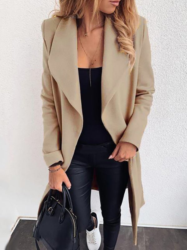 Coats Fashion Lace Up Lapel Pure Wool Coat - LuckyFash™