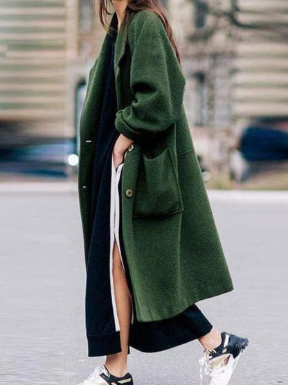 Women's Coats Fashion Lapel Button Long Sleeve Long Coat - LuckyFash™