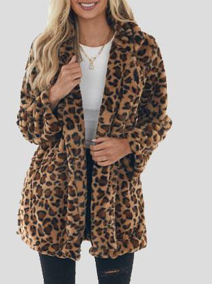 Coats Fashion Leopard Pocket Plush Coat - LuckyFash™