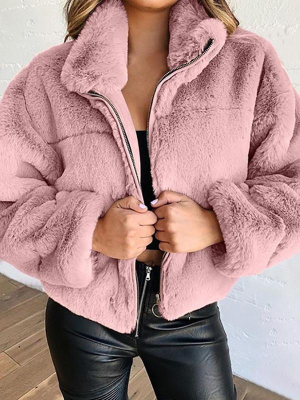 Coats Faux Fur Zip Cardigan Plush Coat - LuckyFash™