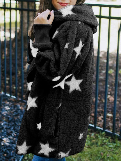 Coats Five-Pointed Star Plush Pocket Hooded Coat - LuckyFash™