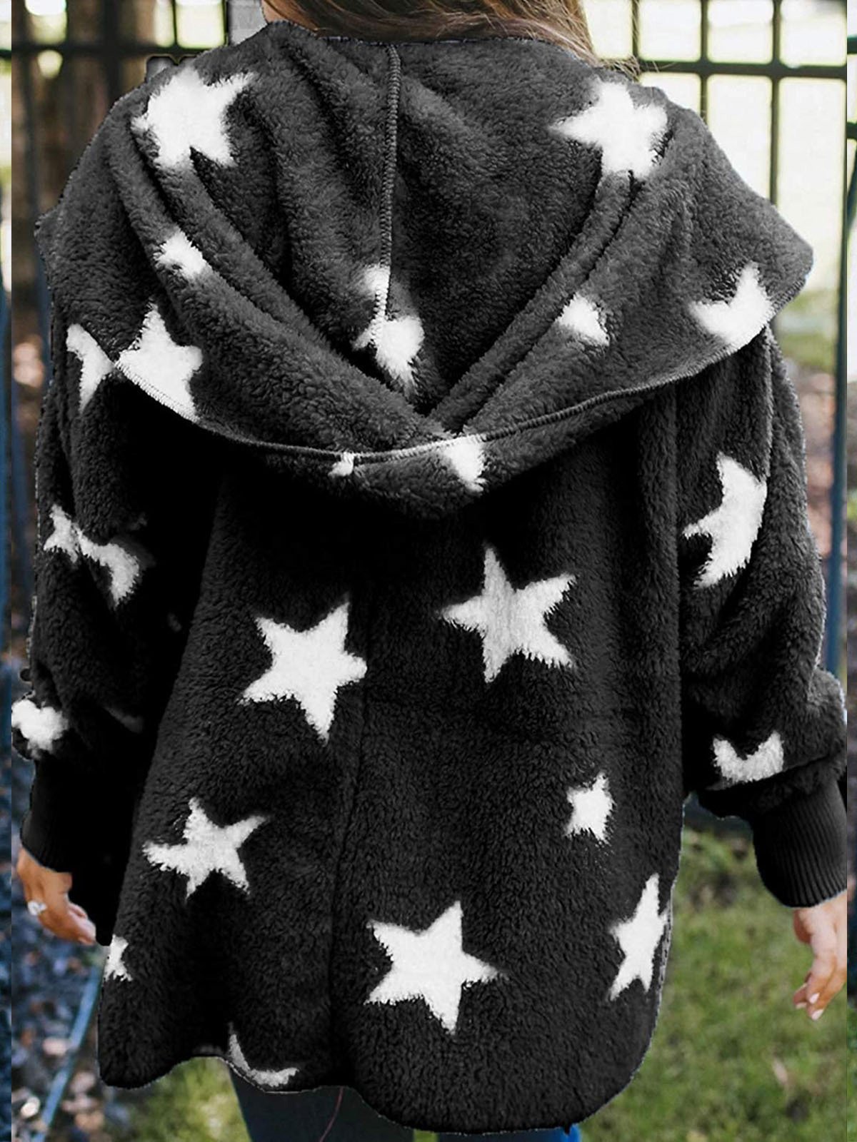 Coats Five-Pointed Star Plush Pocket Hooded Coat - LuckyFash™