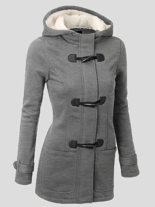 Coats Hooded Horn Leather Double Button Zipper Coat - LuckyFash™