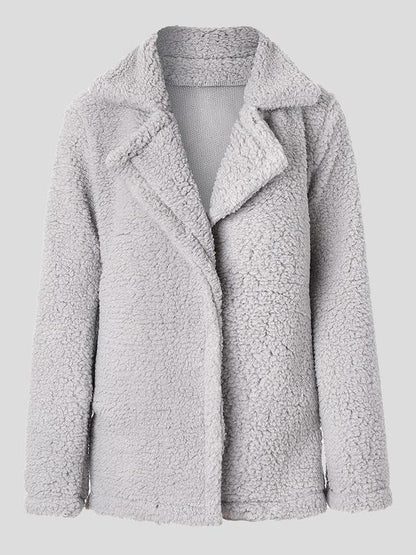 Women's Coats Lapel Long Sleeve Granular Velvet Solid Coat - LuckyFash™
