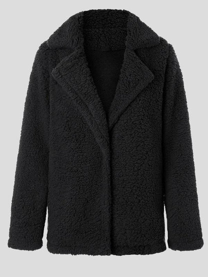 Women's Coats Lapel Long Sleeve Granular Velvet Solid Coat - LuckyFash™