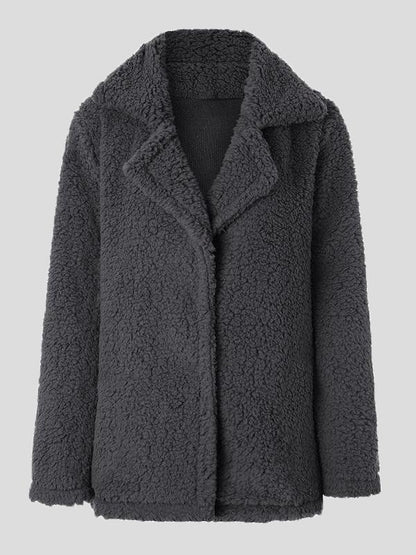 Women's Coats Lapel Long Sleeve Granular Velvet Solid Coat - LuckyFash™