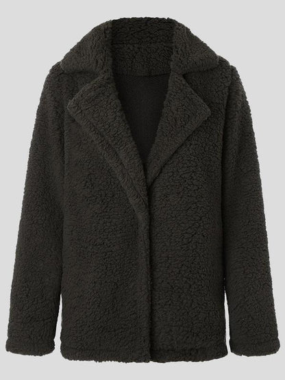 Women's Coats Lapel Long Sleeve Granular Velvet Solid Coat - LuckyFash™
