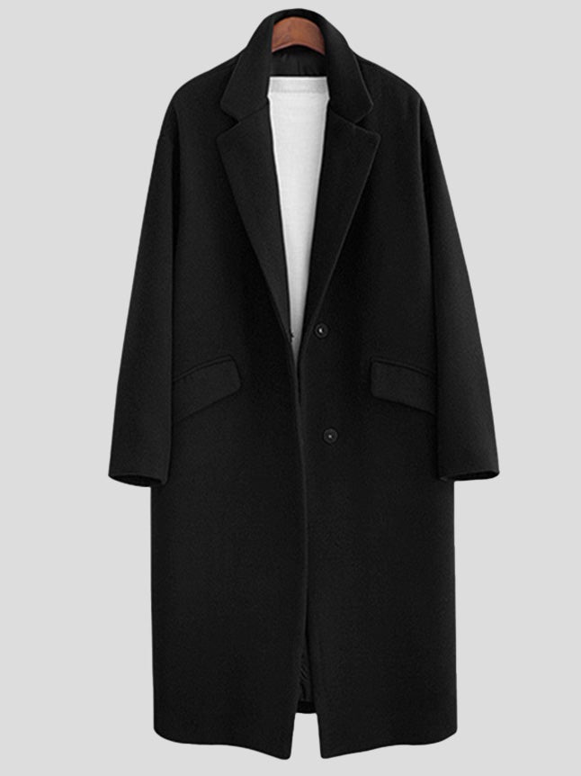 Women's Coats Lapel Pocket Straight Mid-Length Woolen Coat - LuckyFash™