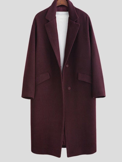 Women's Coats Lapel Pocket Straight Mid-Length Woolen Coat - LuckyFash™