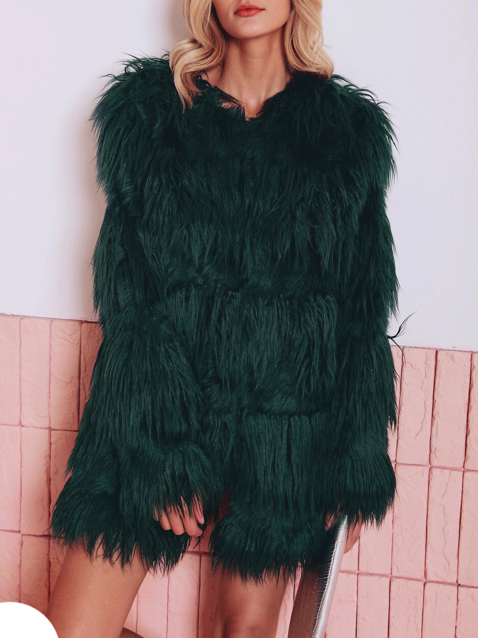 Coats Long Sleeve Mid-Length Fur Coat - LuckyFash™