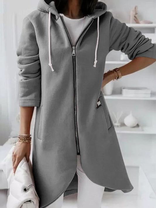 Coats Personalized Zipper Pocket Hooded Long Coat - LuckyFash™