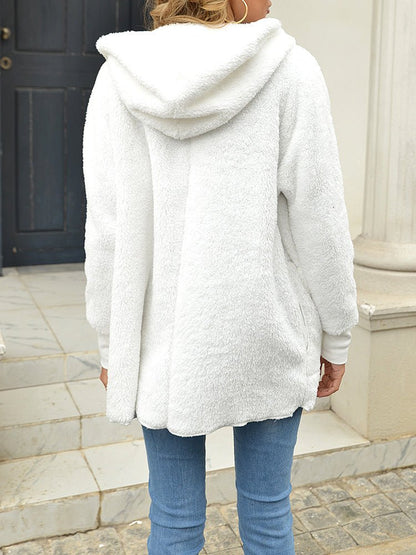 Coats Plush Lapel Hooded Medium Long Sleeve Coat - LuckyFash™