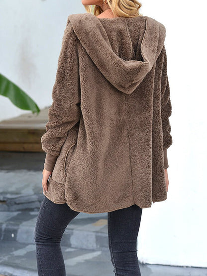 Coats Plush Lapel Hooded Medium Long Sleeve Coat - LuckyFash™