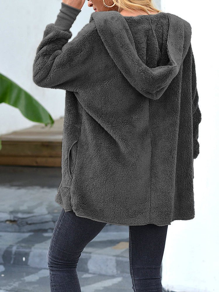 Coats Plush Lapel Hooded Medium Long Sleeve Coat - LuckyFash™