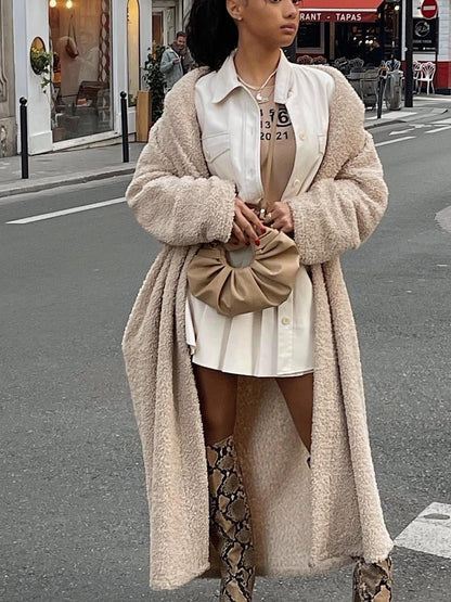 Women's Coats Plush Long Sleeve Slim Fit Long Coat - LuckyFash™