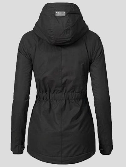 Coats Plush Padded Zipper Pocket Hooded Cotton Coat - LuckyFash™