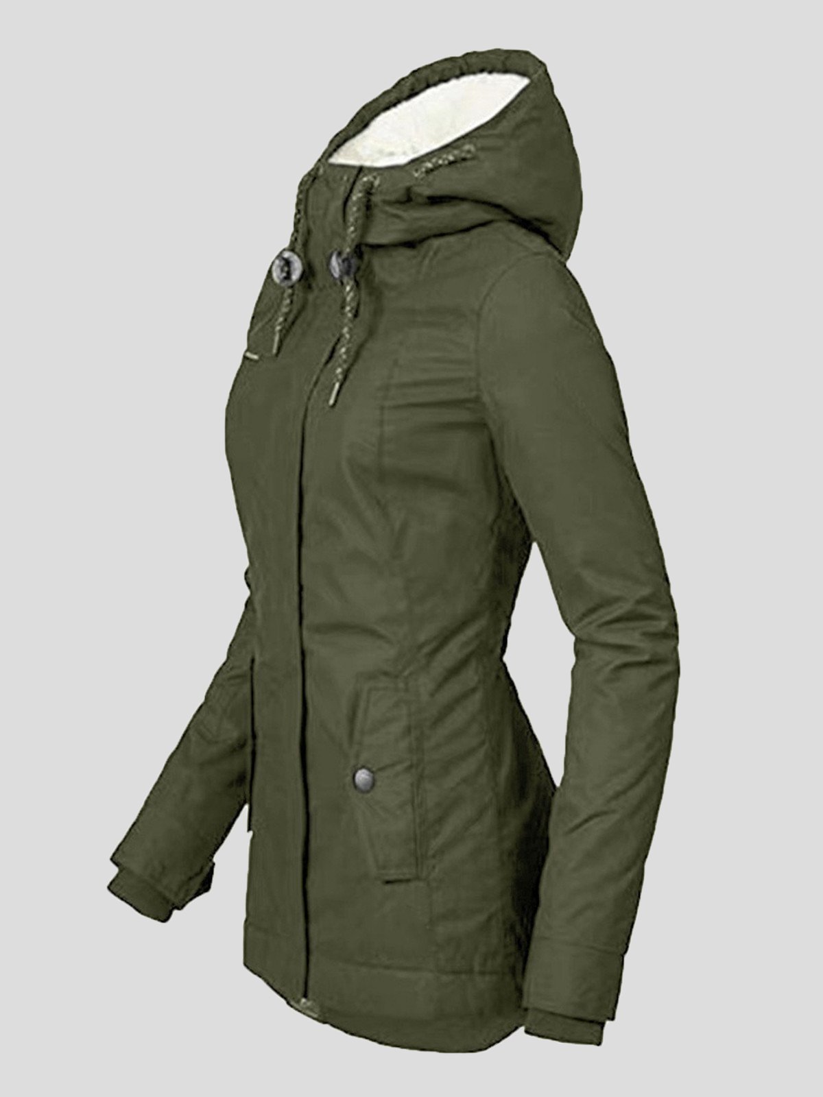 Coats Plush Padded Zipper Pocket Hooded Cotton Coat - LuckyFash™