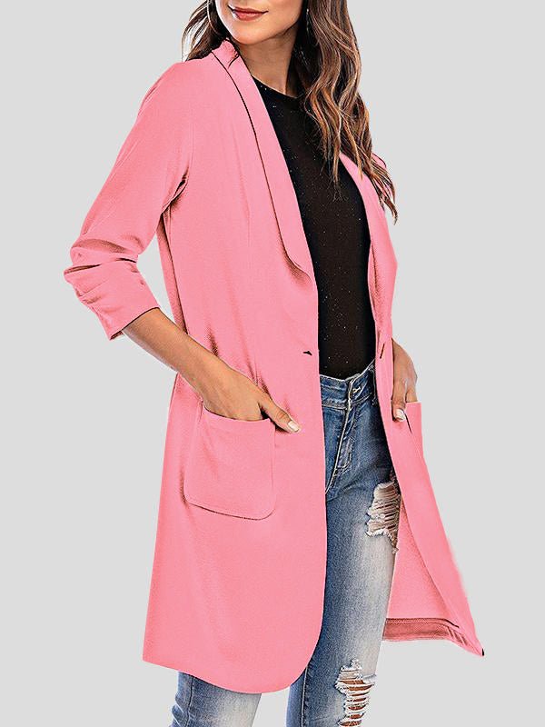 Coats Pocket 3/4 Sleeve Mid-Length Coat - LuckyFash™