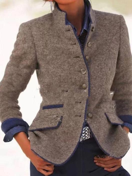 Women's Coats Slim Button Long Sleeve Woolen Coat - LuckyFash™