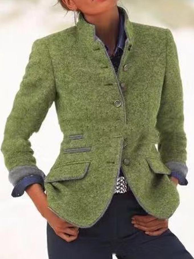 Women's Coats Slim Button Long Sleeve Woolen Coat - LuckyFash™