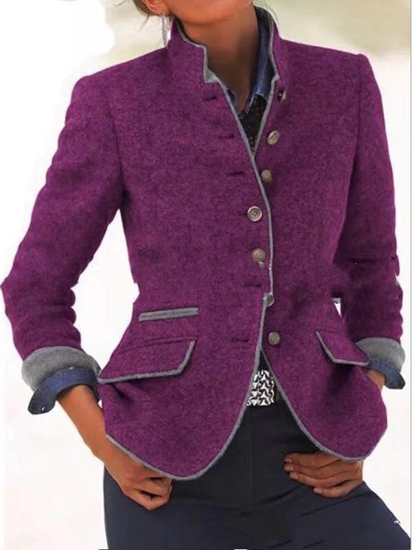 Women's Coats Slim Button Long Sleeve Woolen Coat - LuckyFash™