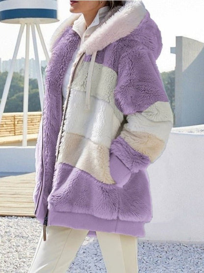 Coats Warm Plush Patchwork Loose Coat - LuckyFash™