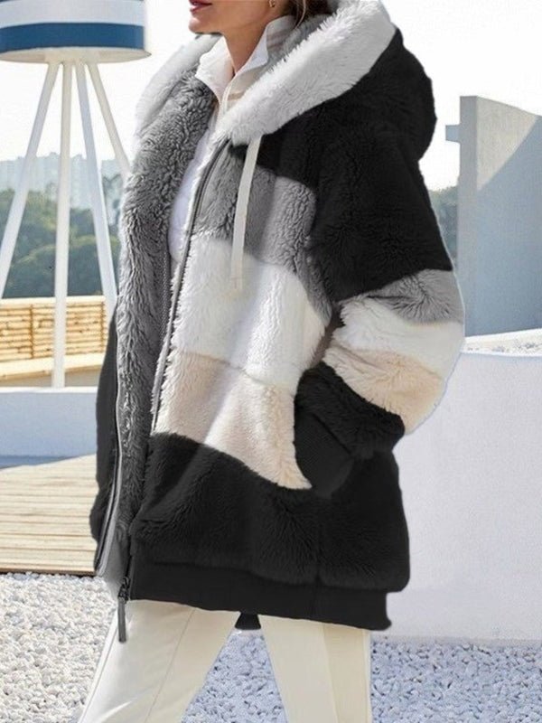 Coats Warm Plush Patchwork Loose Coat - LuckyFash™