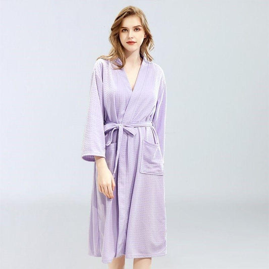 Women's Cotton Blend Terry Knee Length Spa Bath Robe - LuckyFash™
