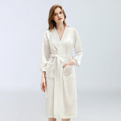 Women's Cotton Blend Terry Knee Length Spa Bath Robe - LuckyFash™