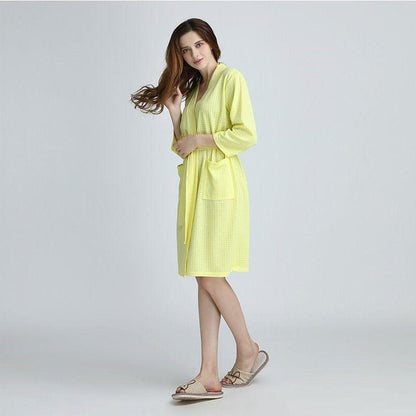 Women's Cotton Blend Terry Knee Length Spa Bath Robe - LuckyFash™