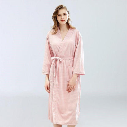 Women's Cotton Blend Terry Knee Length Spa Bath Robe - LuckyFash™