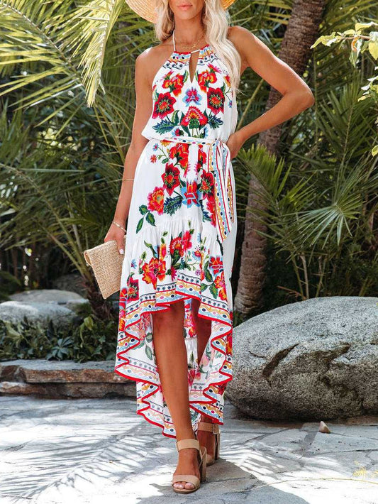 Dresses Bohemian Print Halter Irregular Dress - LuckyFash™